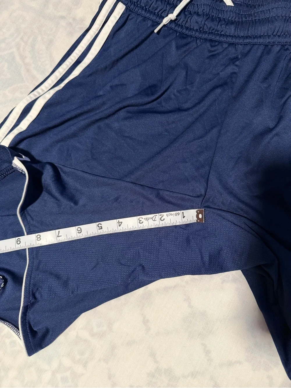adidas Navy Athletic Shorts with White Three-Stripes size L